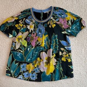 NWT Daniel Rainn Black and Multi Color Floral Blouse